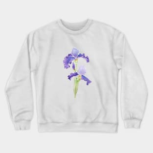 two purple irises ink and watercolor Crewneck Sweatshirt